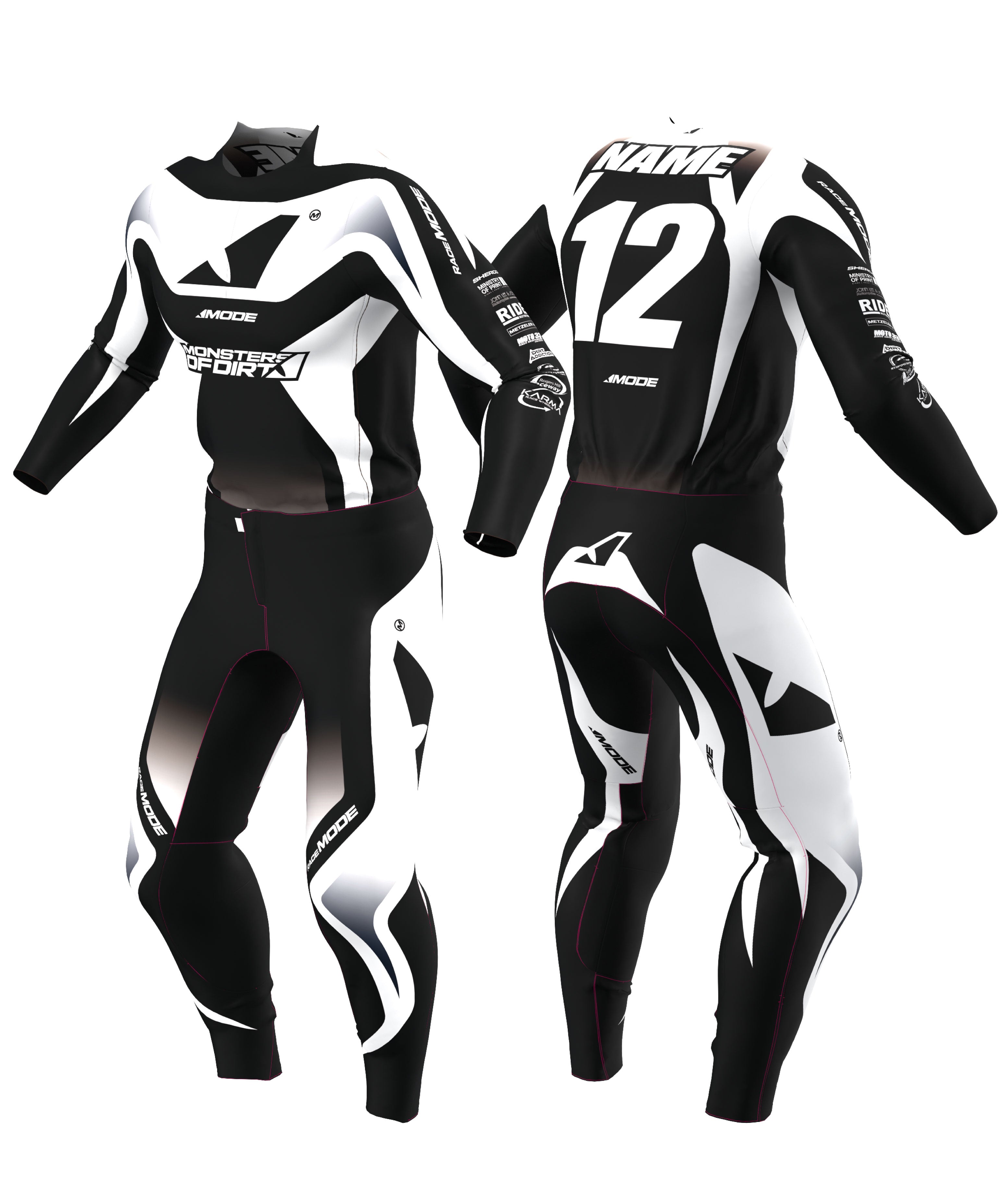 Elevate - White/Black Jersey & Pants Racewear