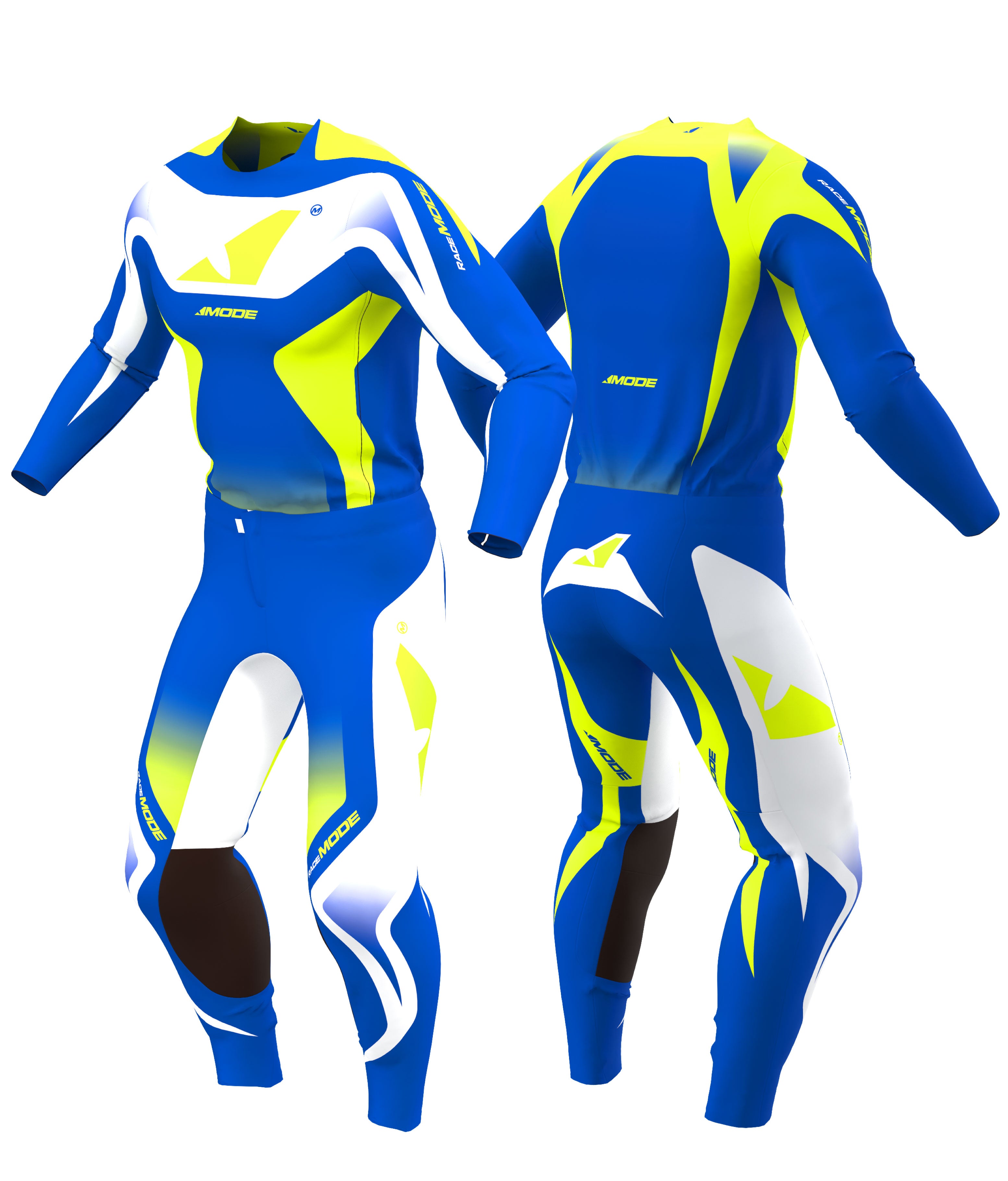 Elevate - Fluorescent Yellow/Blue Jersey & Pants Racewear