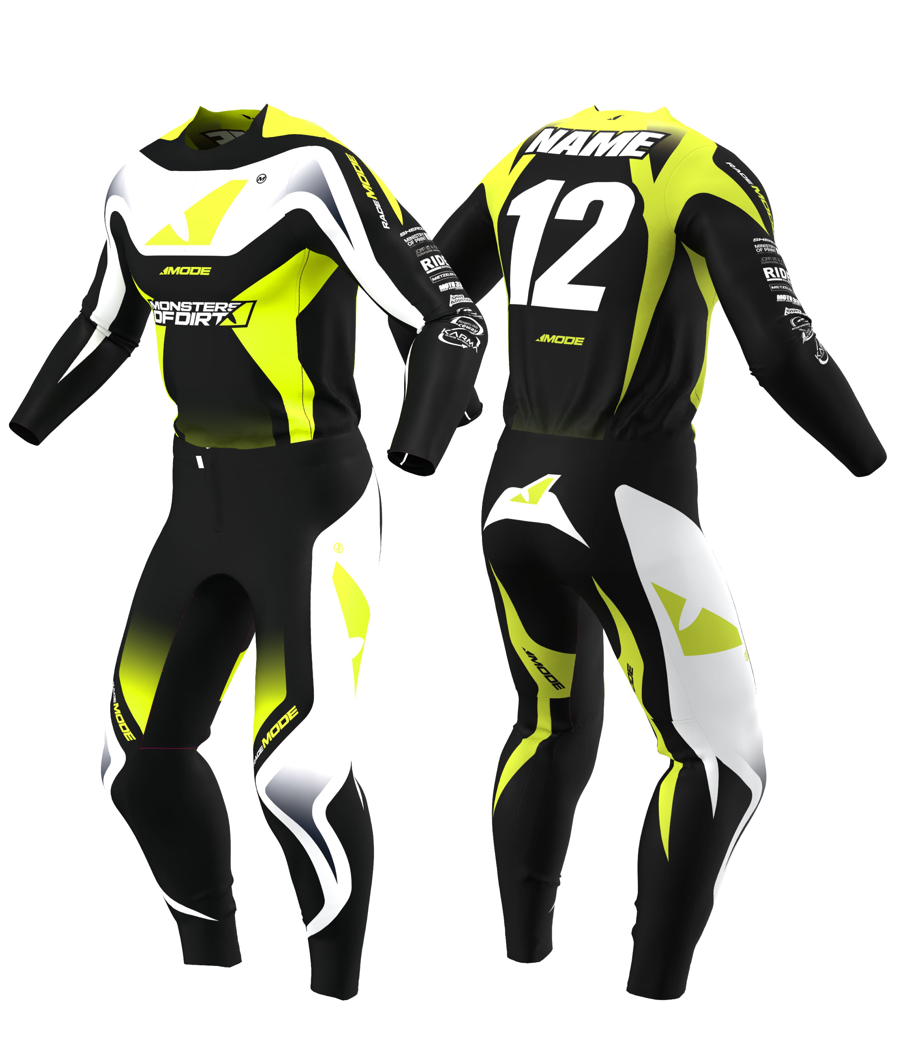 Elevate - Fluorescent Yellow/Black Jersey & Pants Racewear